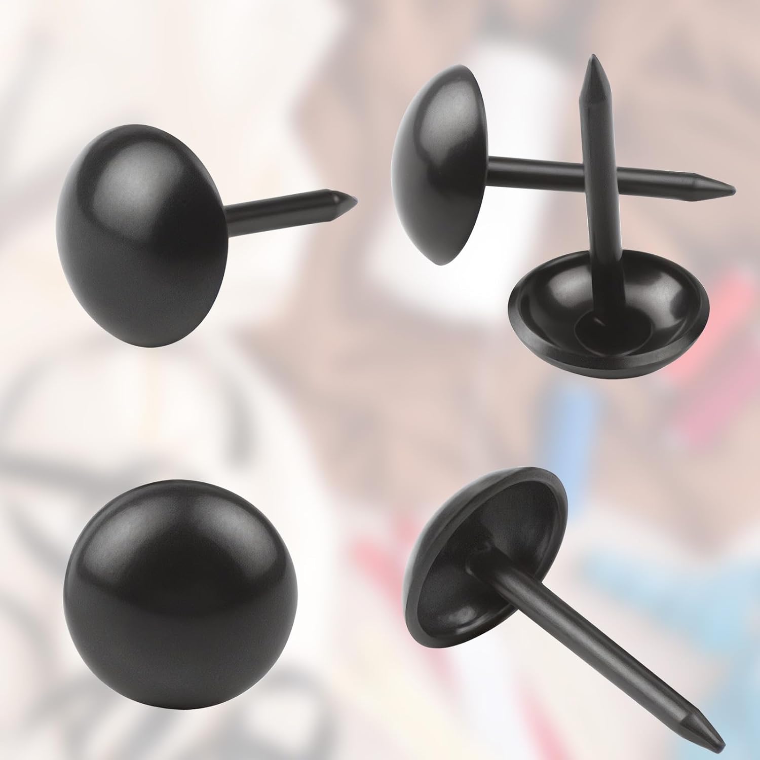 100Pcs Upholstery Tacks Black - 7x13mm Furniture Thumb Tacks - Metal Thumb Tack Round Head Pins Decorative Upholstery Nails for Cork Board DIY Projects Home โ image 3