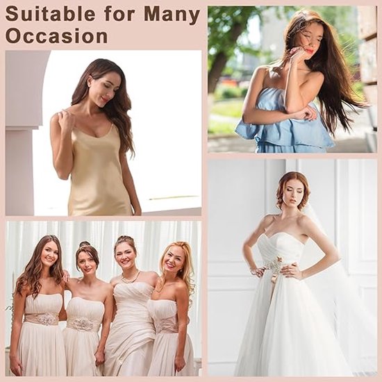 1 round bra cup - strapless invisible silicone - transparent push-up bra - seamless design - front closure - beige - C โ image 4