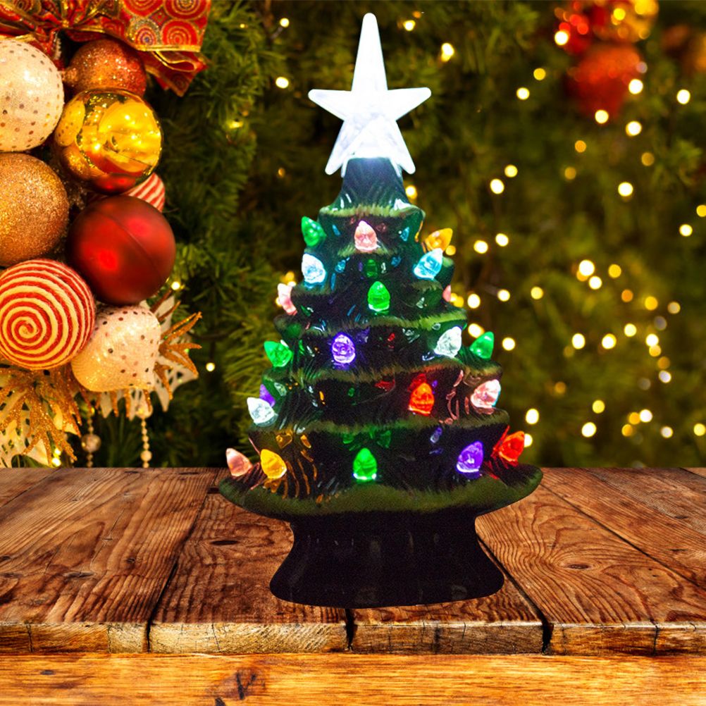 18.8cm Lighted Ceramic Christmas Tree Christmas Tabletop Decorations Christmas Lights — image 3