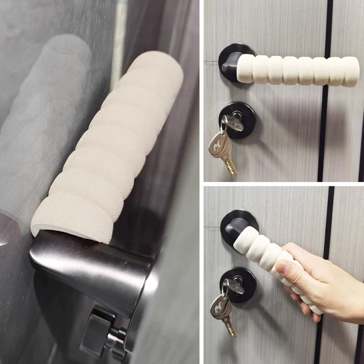 Door Stop - 4 Pieces - Wall Protector - Door Handle Protective Cover - Door Handle Buffers - Flexible Door Stoppers - Foam Door Handle Protector - Door — image 4
