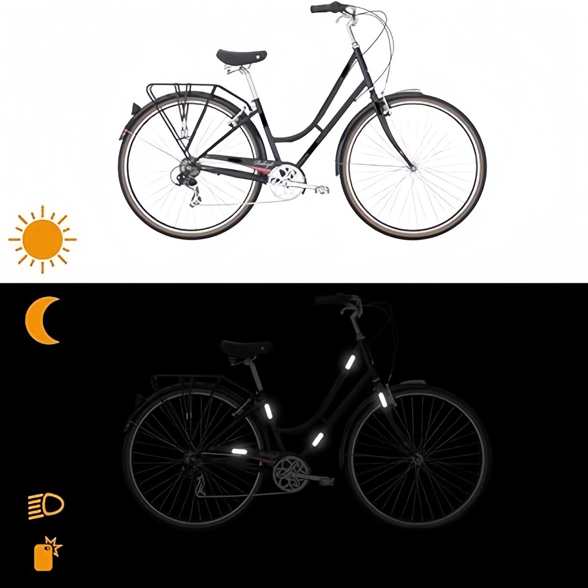 (4 pieces) 12 strips - Night vision stickers - reflective strips - motorcycle decoration - for visibility in the dark - for bicycle, stroller, buggy, helmet — image 2
