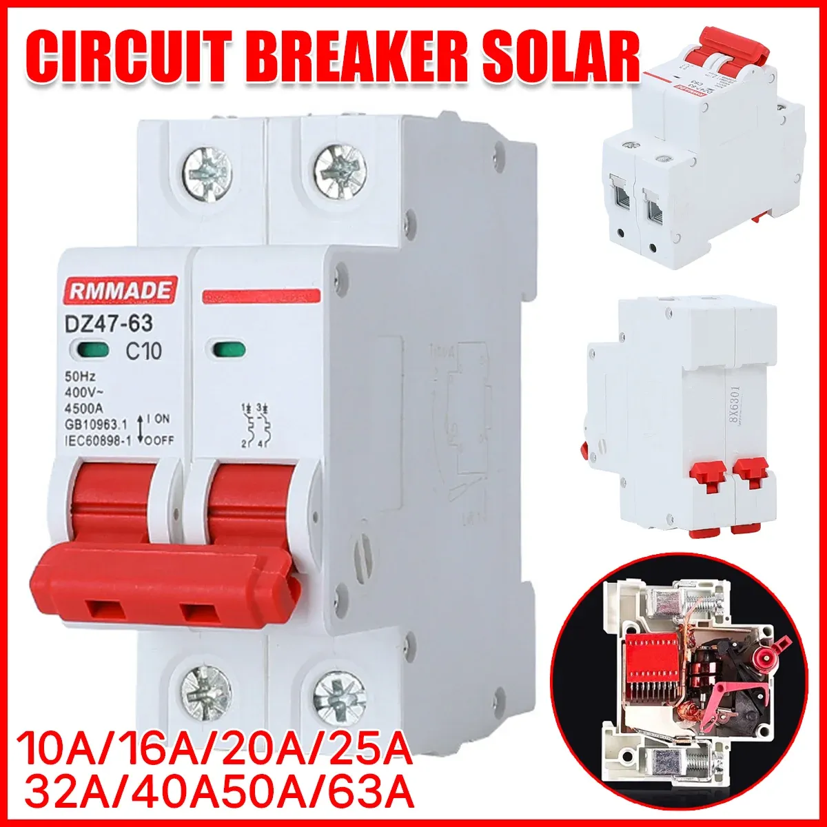 AC Circuit Breaker Solar 220-380V 2Pole Double MCB Mini 10-63 Amp - 25A — image 2
