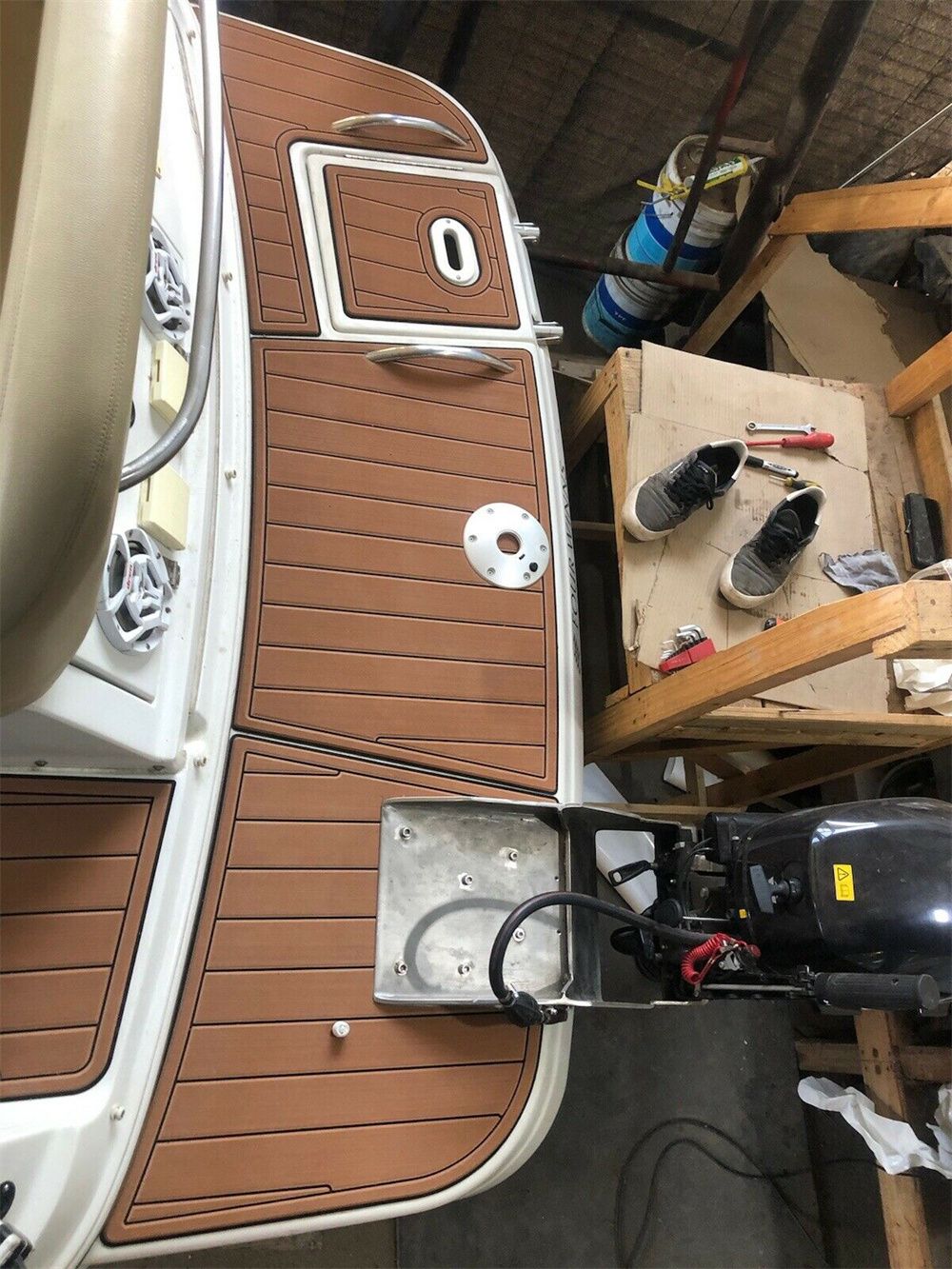 2004 Four Winns 248 Vista Swim Platform Cockpit Bow Pad Boat EVA Foam Faux Teak Deck Floor Mat SeaDek MarineMat Style Self Adhesive — image 4