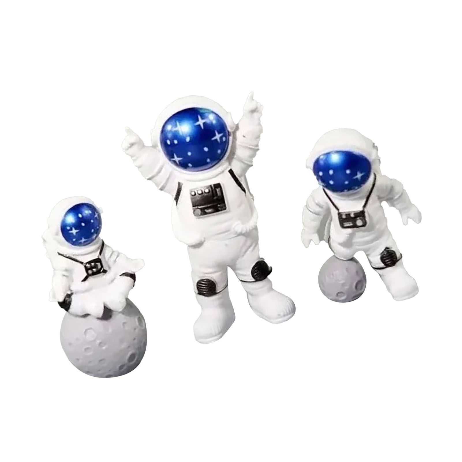 3 Piece Astronaut Figurines Cute Nordic Style PVC Spaceman Desk Decor for Cake Decoration Kids Room Bedroom Bookshelf — image 3