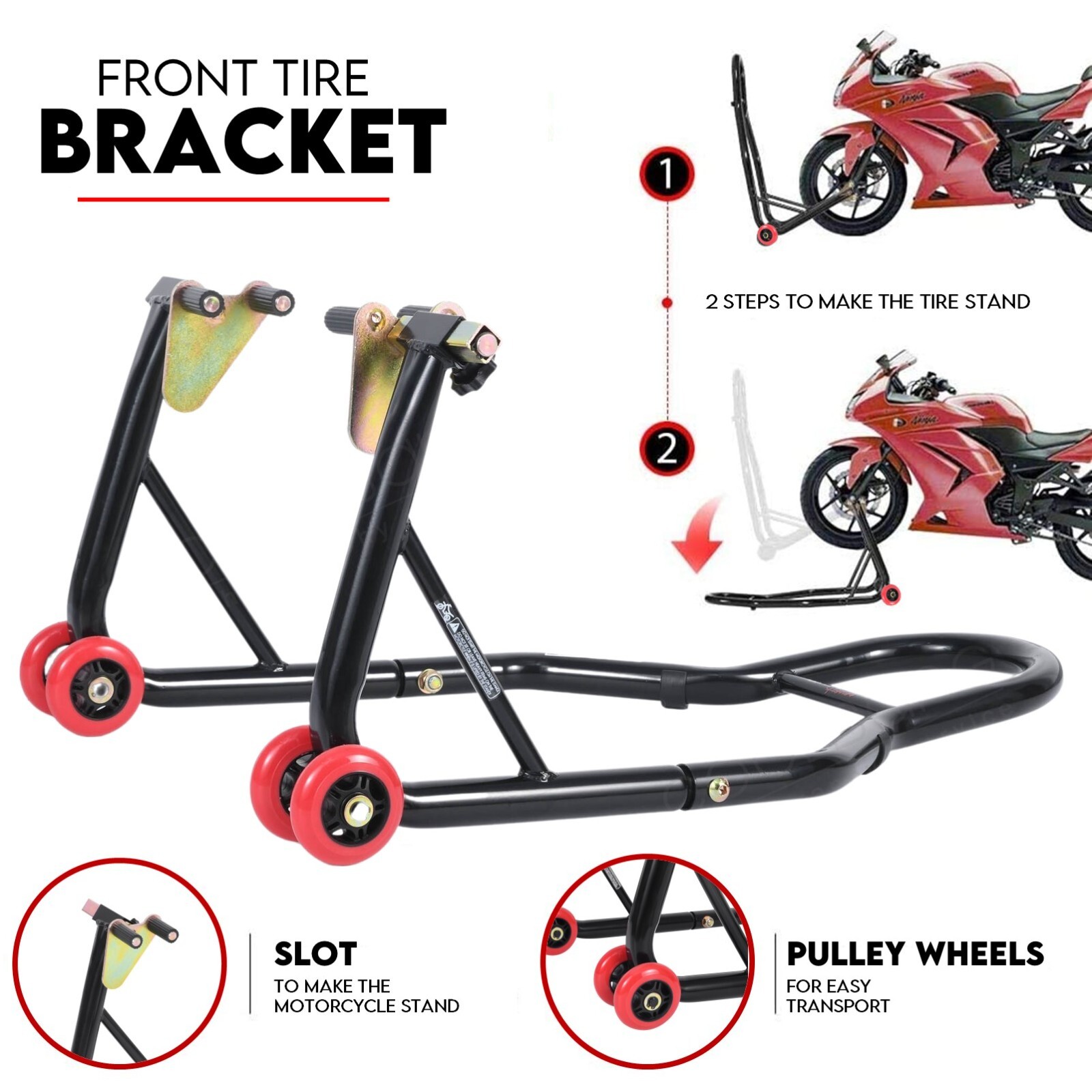 Front and Rear Motorcycle Stand Motorbike Lift Heavy Duty Paddock Carrier Bike Hoist — image 3