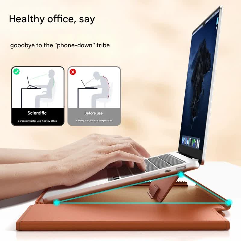 3-in-1 Detachable PU Leather Laptop Sleeve with Ergonomic Stand & Mouse Pad(black 13/14 inch) โ image 4