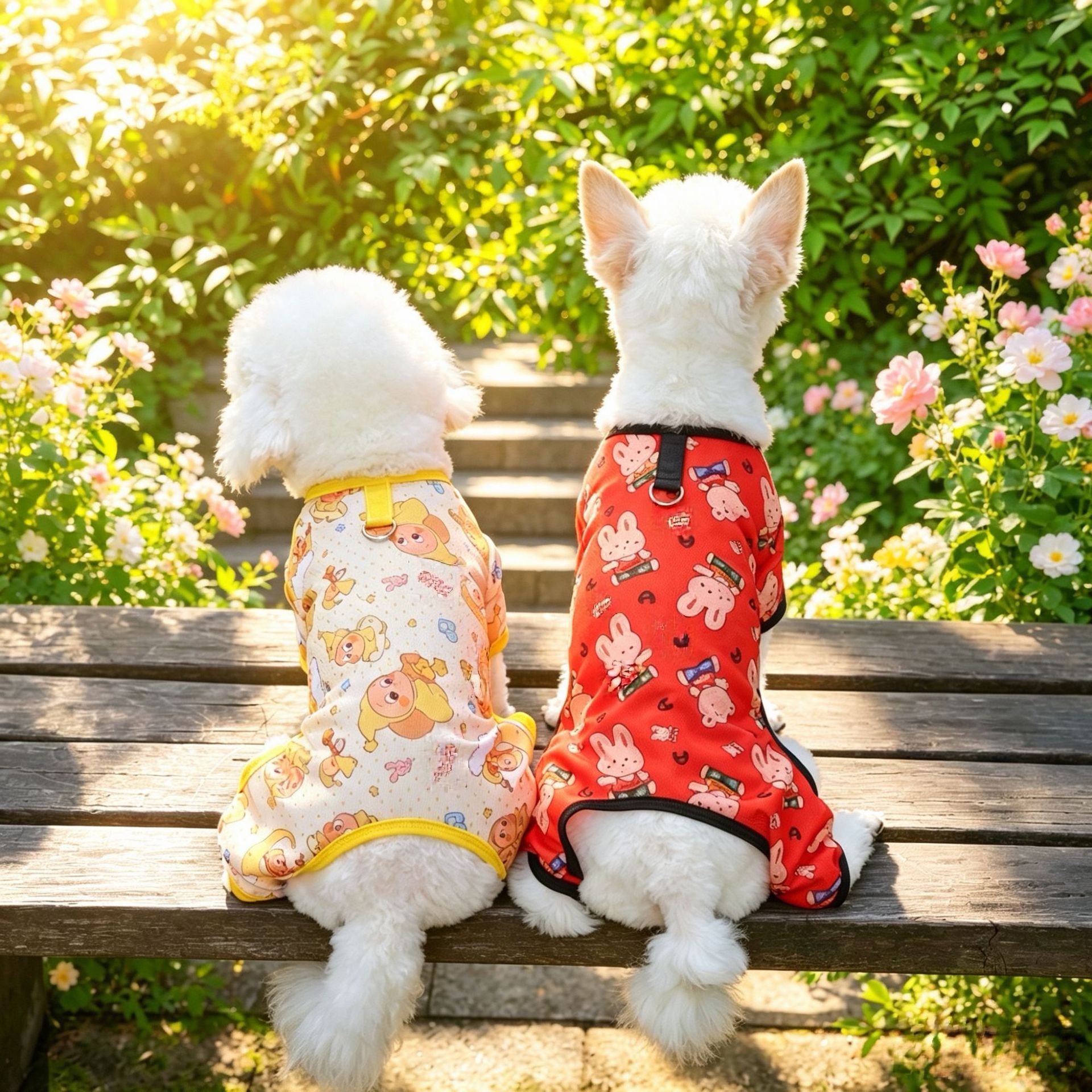 Pet Dog Summer Mesh Clothing Harry Kennel Four-legged jacket with traction buckle-rainbow watermelon plus 1.2m traction rope L recommendations — image 3