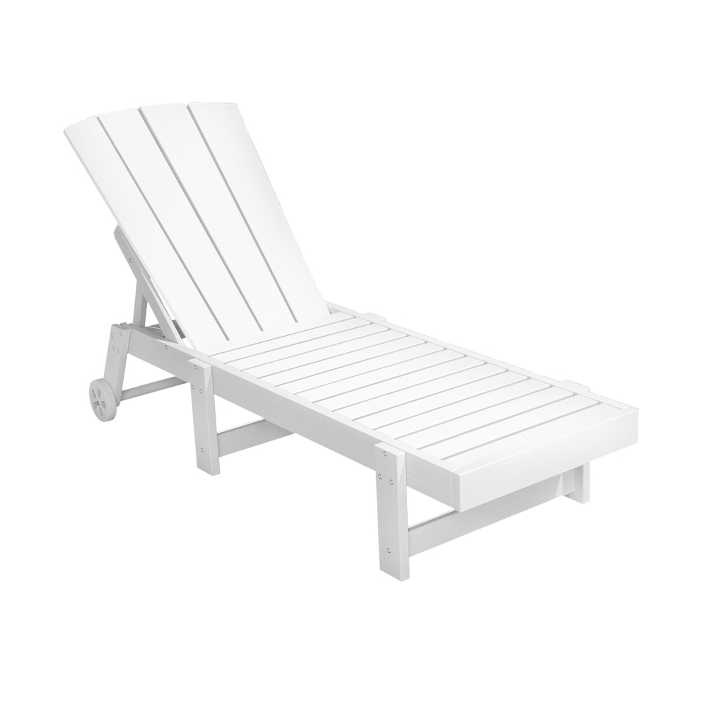 Gardeon Sun Lounge Beach Chair HDPE Adirondack Lounger Patio Outdoor Furniture with Wheels White โ image 3