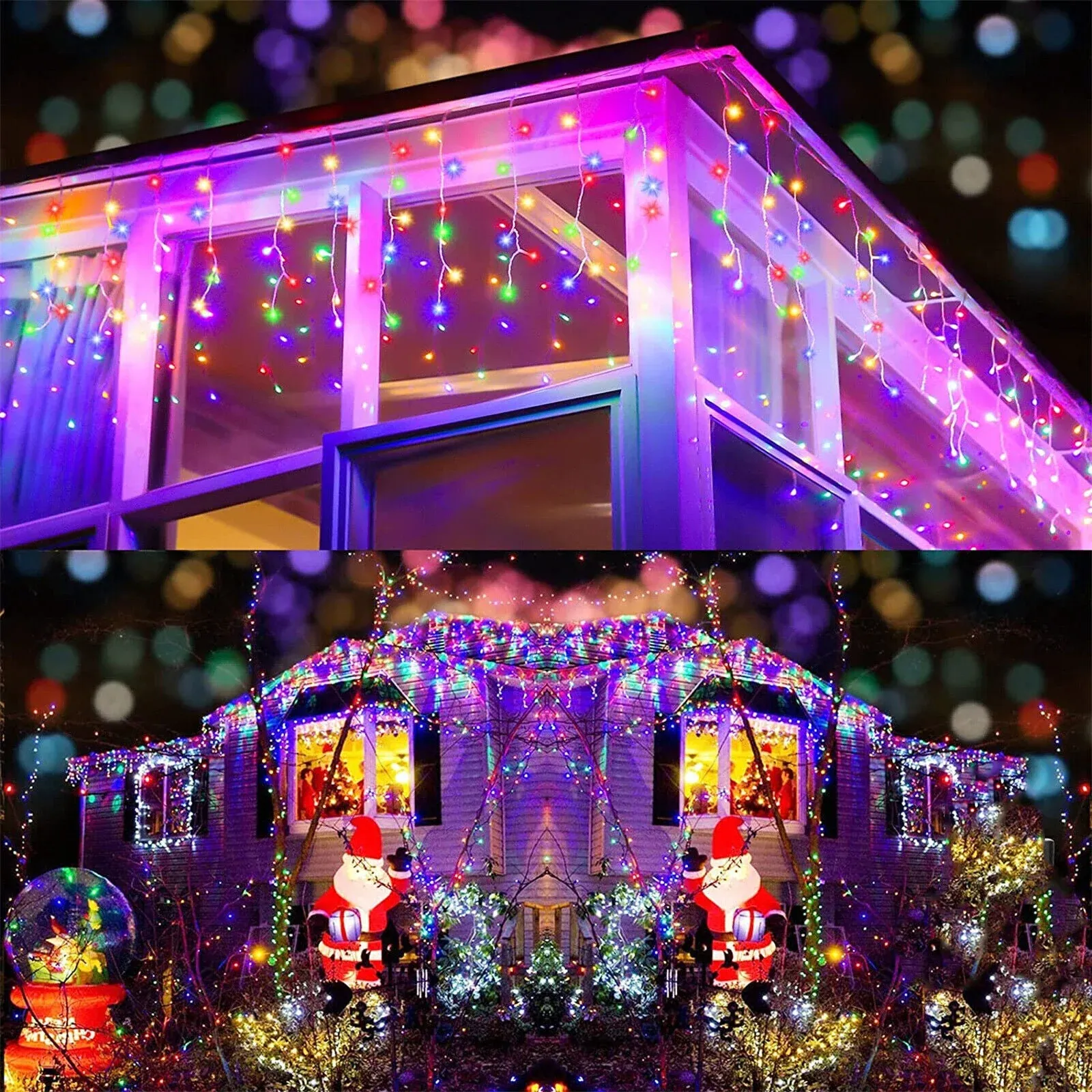 400 Low Voltage LED Curtain Lights 8 Functions 1.9x2M Christmas Decoration Multicolor โ image 4