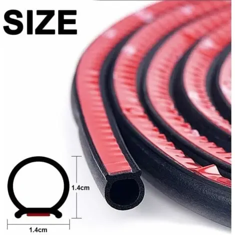 Universal Self-Adhesive D-Shape Rubber Car Door Seal Strip, 18 m Door Weatherstrip Protector, Black Color, Trim Use โ image 2