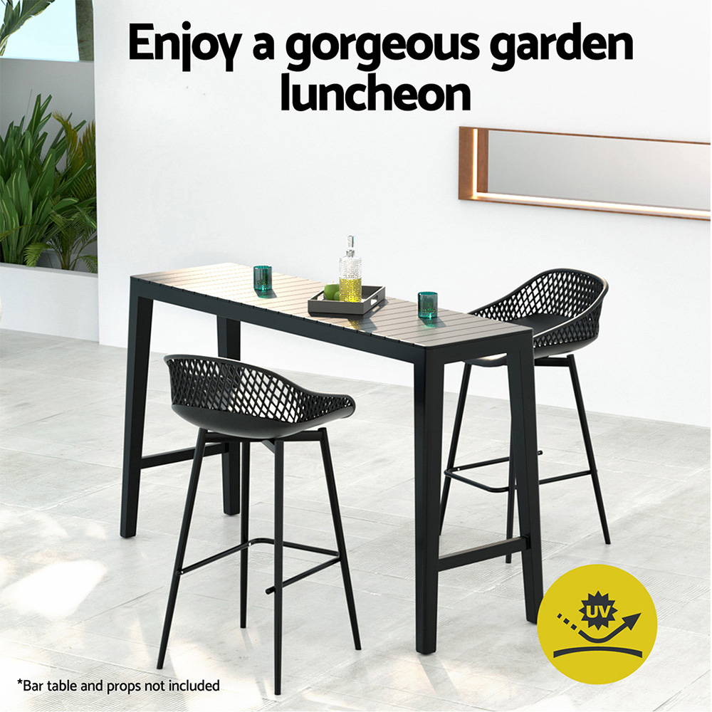 Gardeon 2x Outdoor Bar Stools Plastic Black — image 4