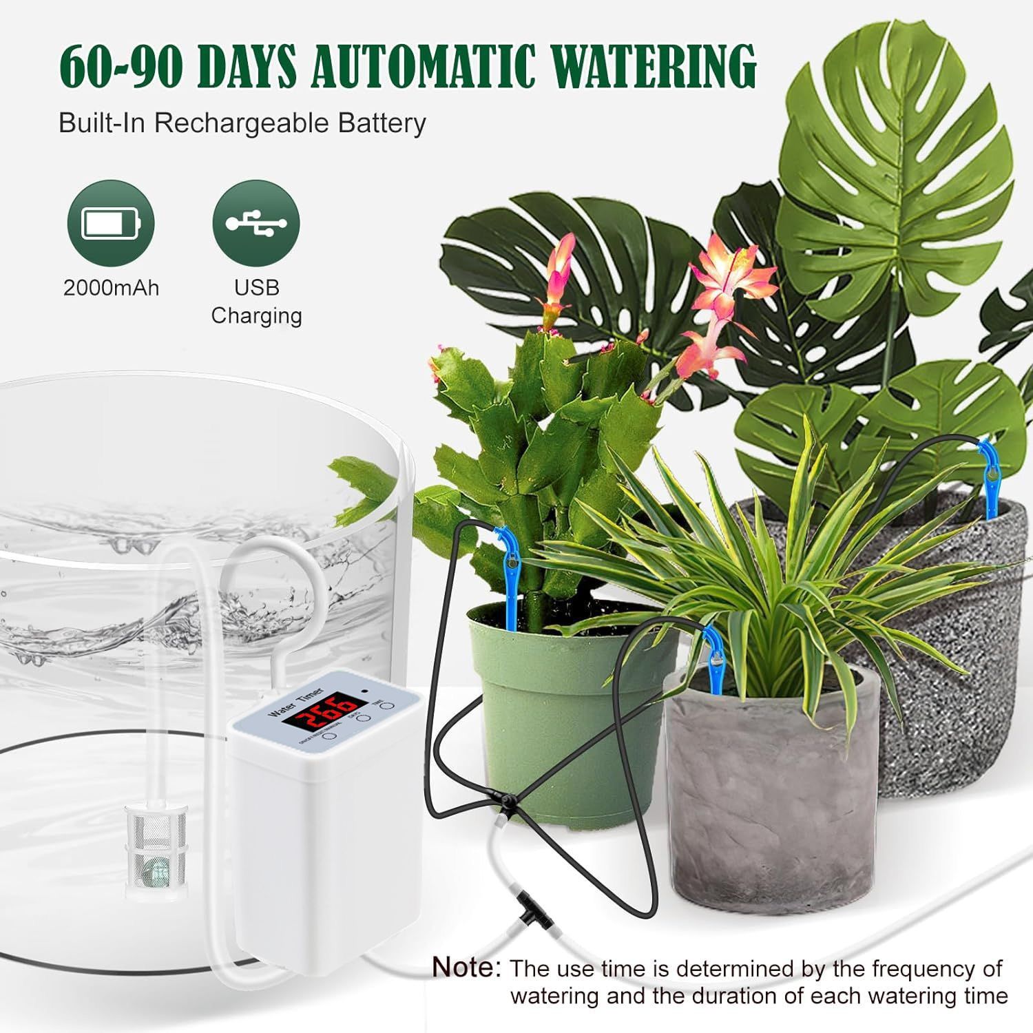 Smart Automatic Plant Watering Drip Irrigation System with Timer, Rechargeable Battery, Dual Spray & Drip Modes, Balcony Gardens — image 3