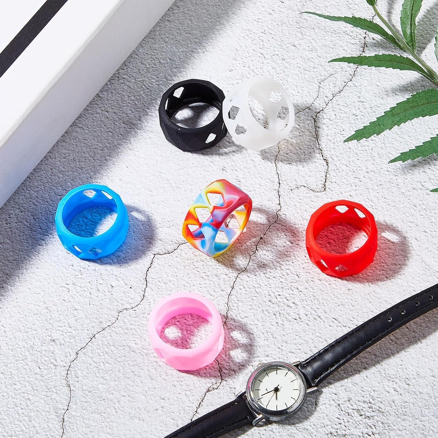 Amylove 6 Pieces Silicone Anti Slip Ring Non Skid Band Ring Soft Protection Sleeve 25 x 17 mm โ image 3