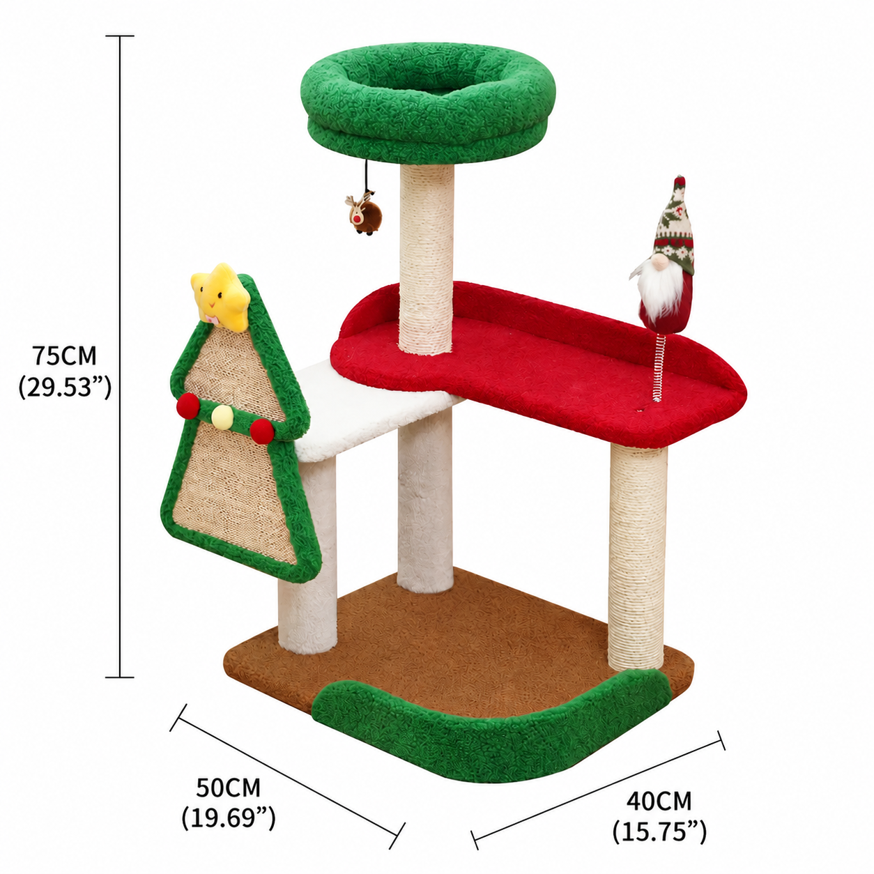 Festive Christmas Cat Tree with Multi-Level Scratching Posts, Cozy Top Perch, and Dangling Toys – A Holiday-Themed Play Center That Brings Seasonal — image 2