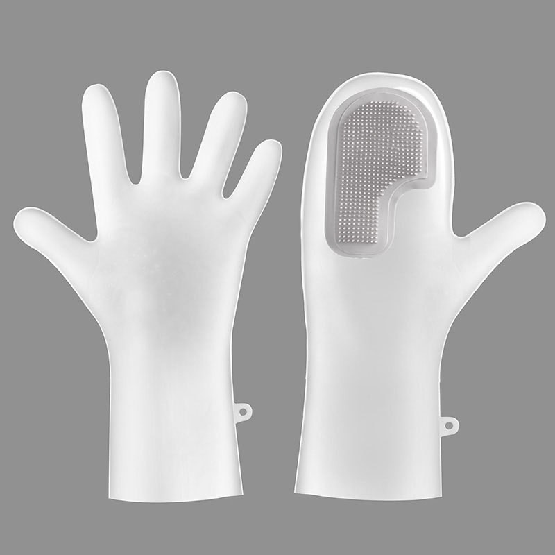 3 Pairs of Grey Brush Gloves Integrated Brush Glove โ Multifunctional Cleaning Glove for Kitchen, Dishwashing & Household Tasks