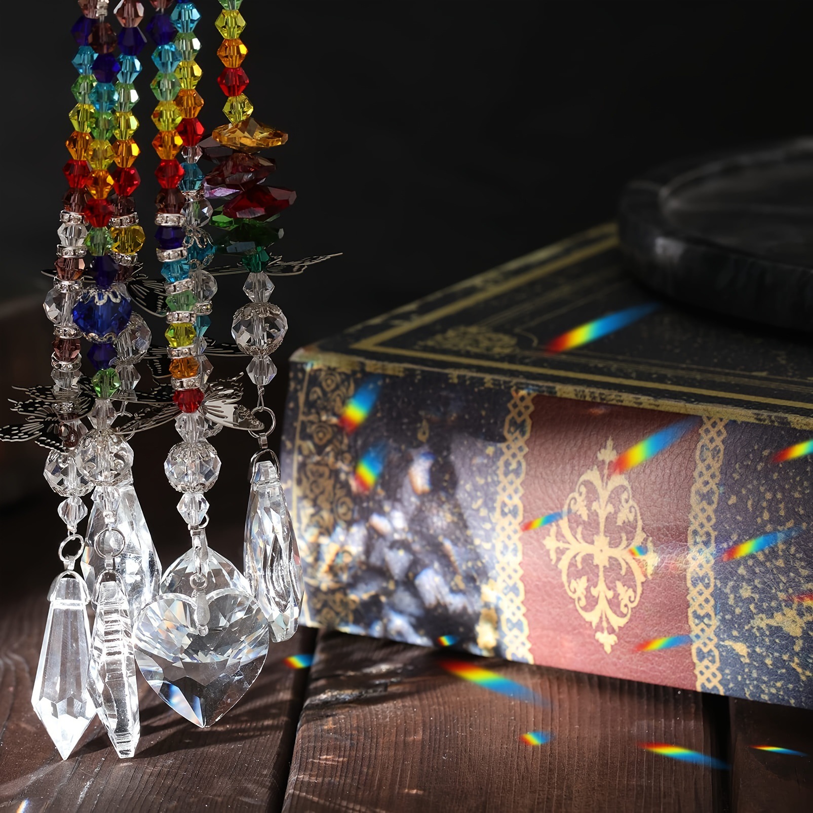 Set of 6 Crystal Suncatcher Hanging Ornaments - Butterfly Star Moon Prism Window Decor โ image 3