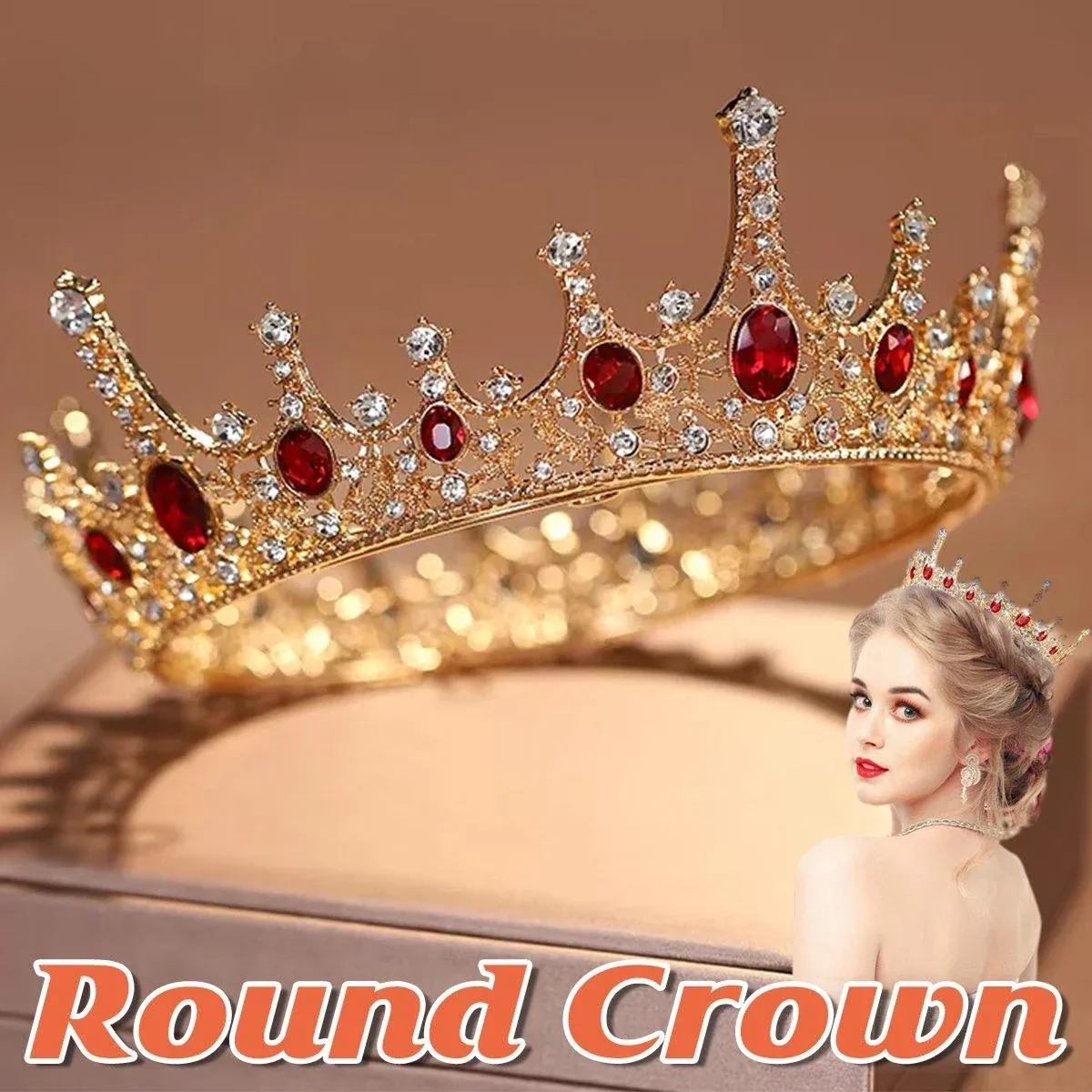 Vintage Princess Wedding Crown Hair Accessories Bridal Round Tiara Headpiece