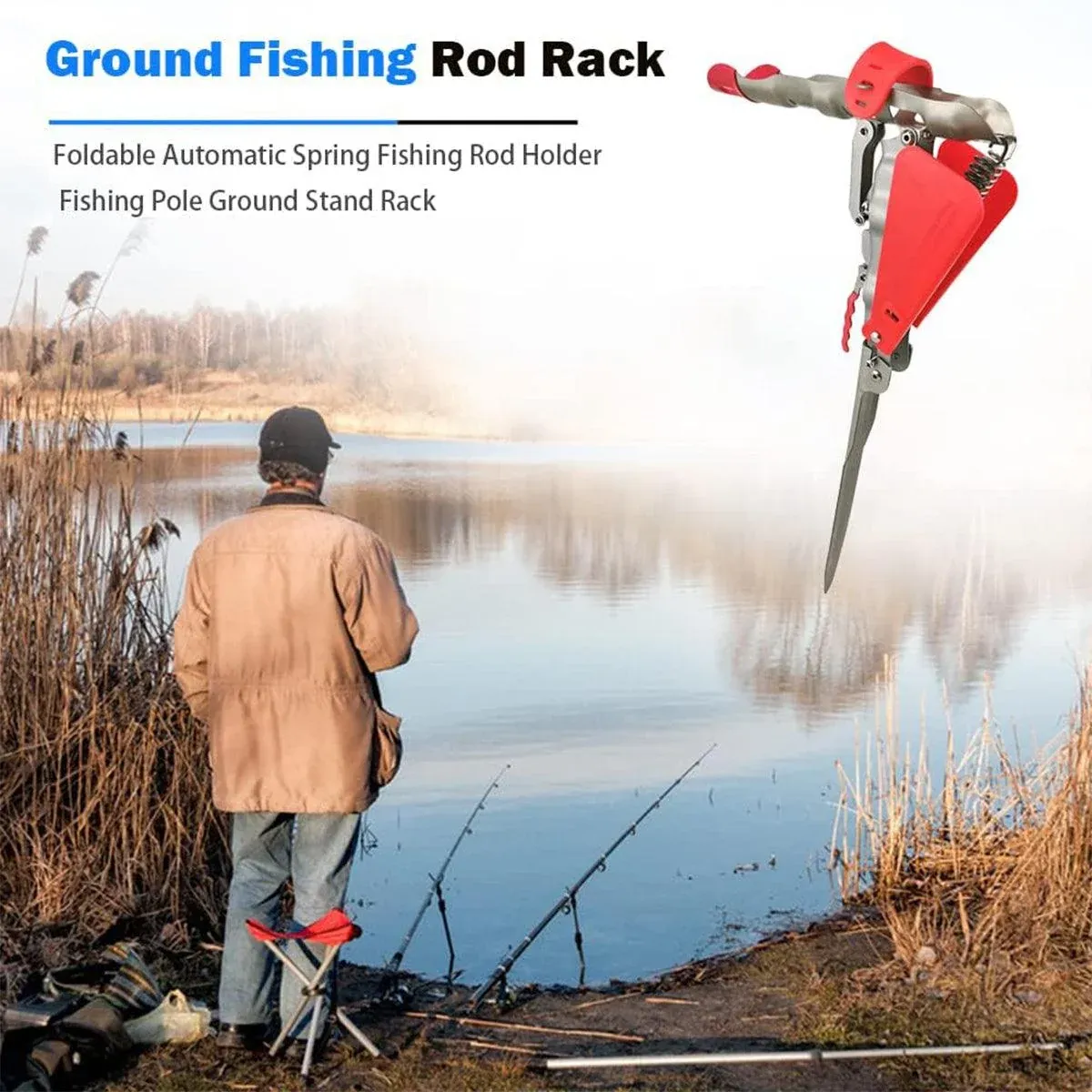 Automatic Fishing Rod Holder Spring Cast Starter Floor Mount Rod Stand Support โ image 5