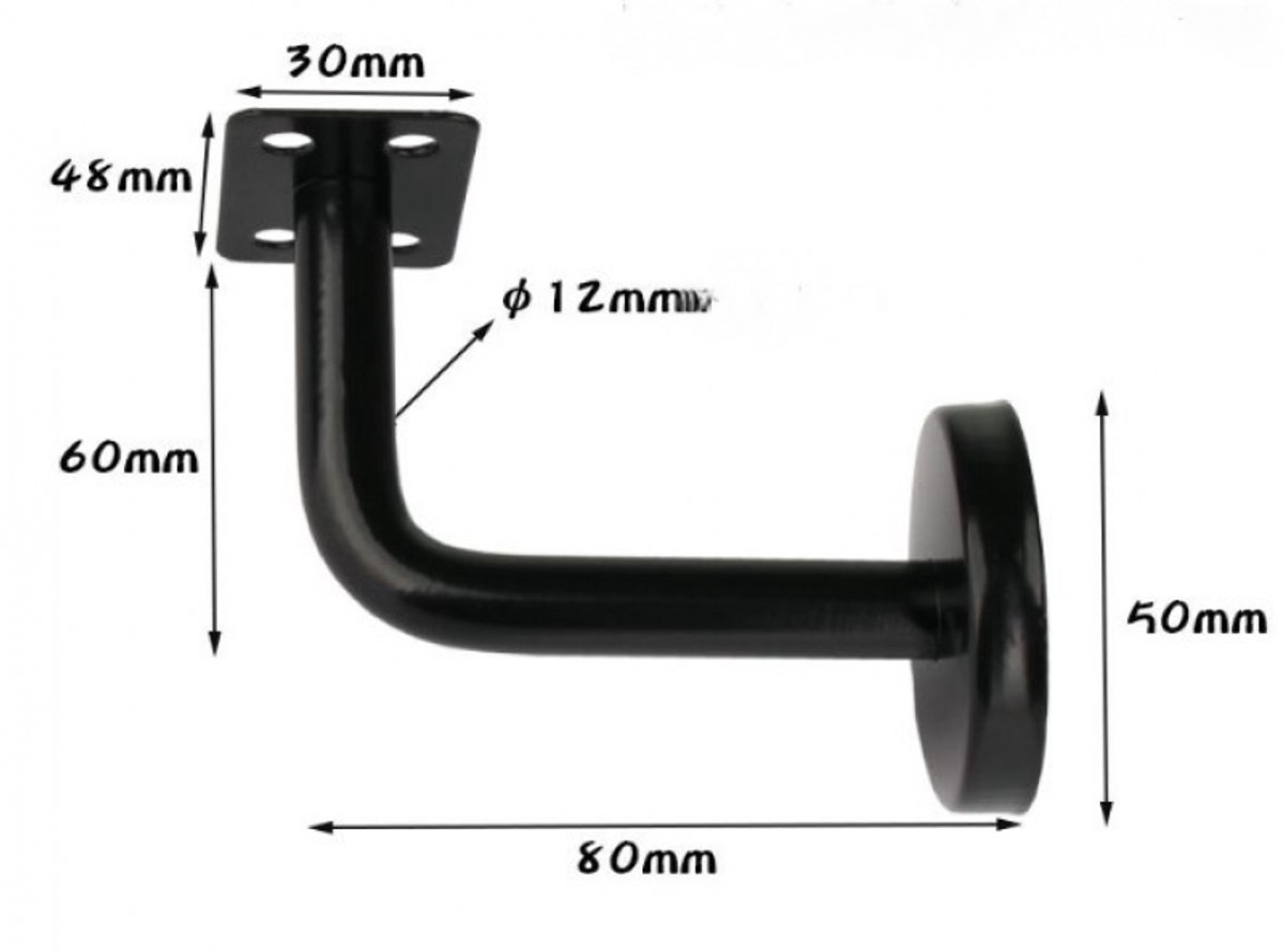 5 pieces - Handrail holder - handrail brackets - wall bracket - handrail support rod - Staircase Handrail Support - 6*8 cm - black - stainless steel - for โ image 5