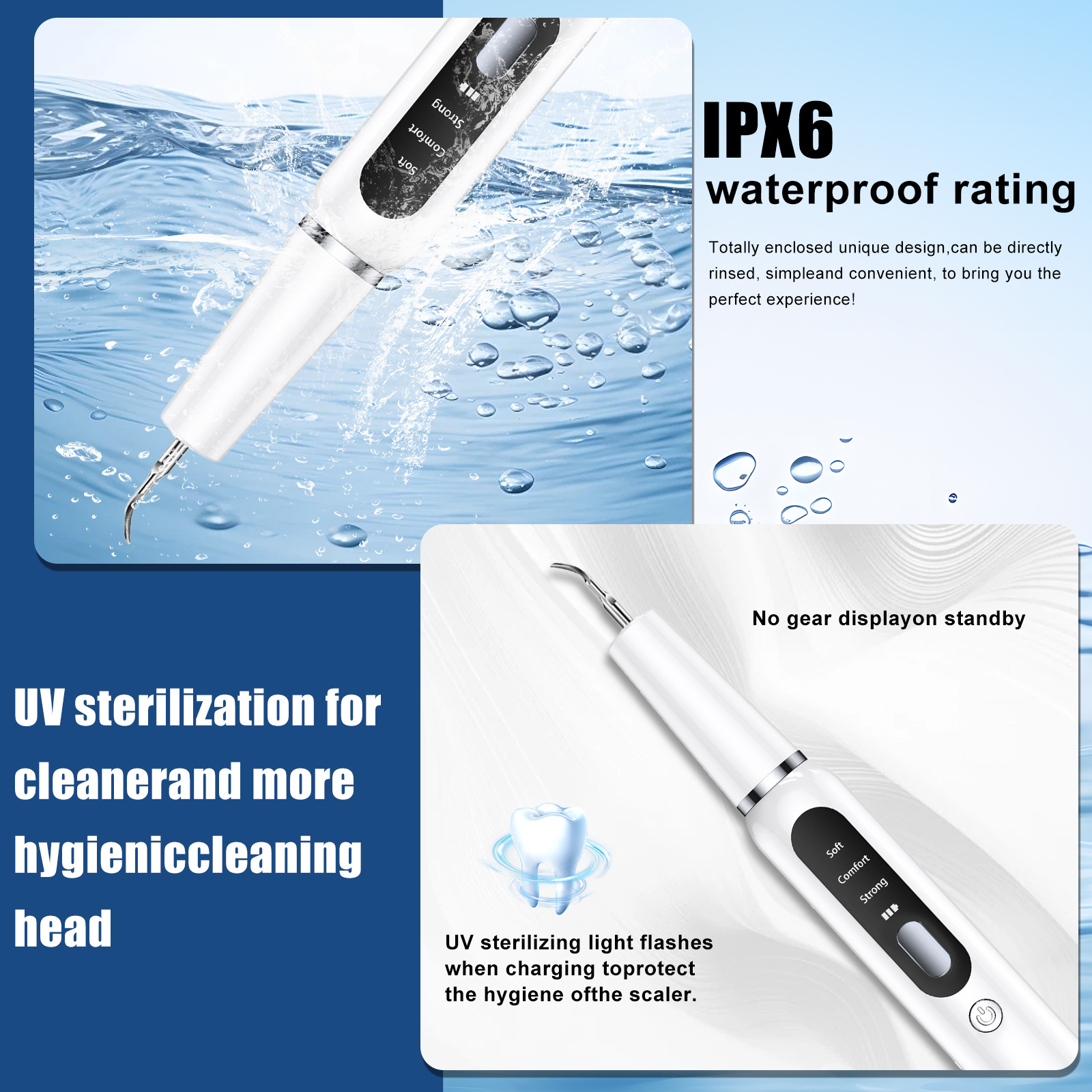 White Professional Pet Dental Cleaning Kit - Ultrasonic Scaler, Tools & 3 Modes โ image 4