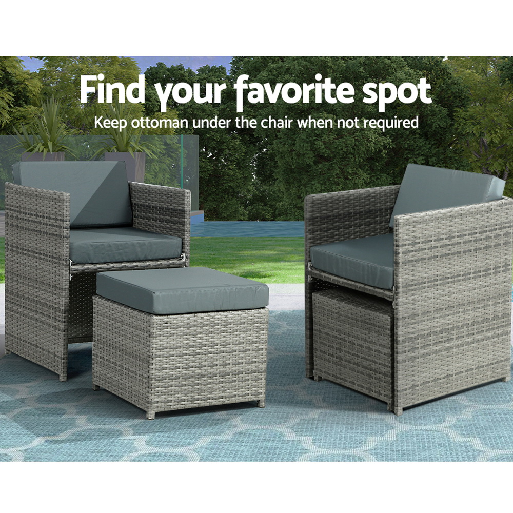 Gardeon Outdoor Dining Set 13 Piece Wicker Table Chairs Setting Grey โ image 6