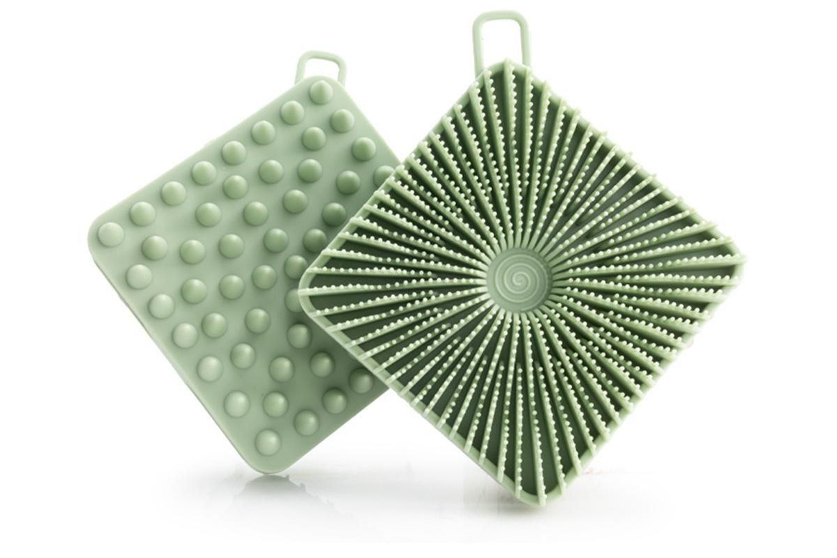 Dual Sided 2 In 1 Silicone Body Shower Scrubber Body Brush Buffer Scrubber - Green β image 2