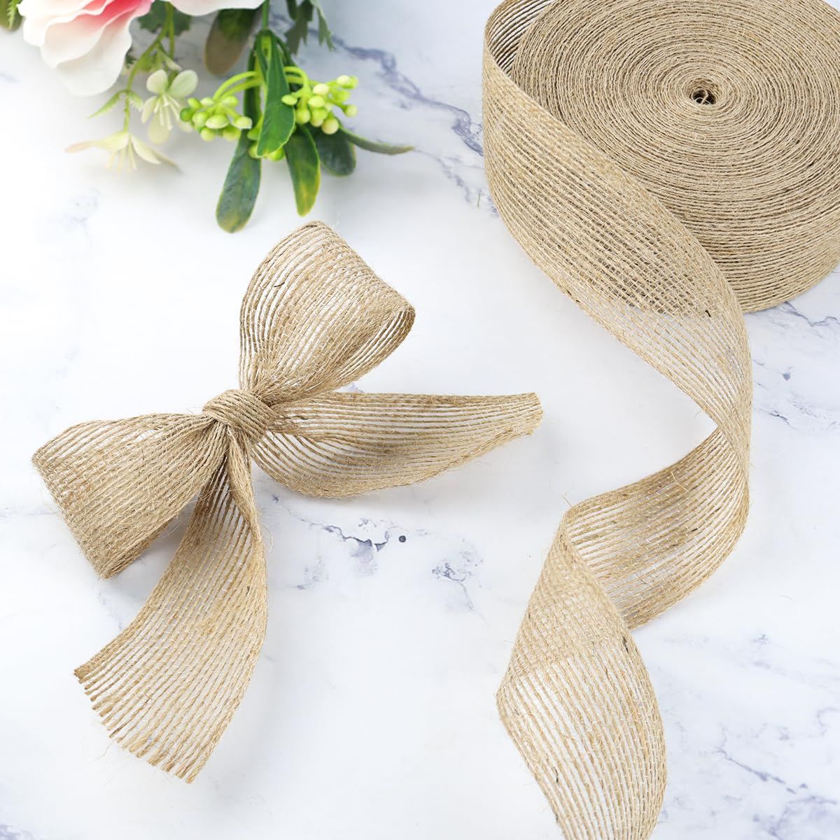 2 pcs Natural Fabric Roll for Holiday Party DIY Handmade Artist Home Decor Packaging,Tree Decoration (1.5 Inch Wide) — image 3