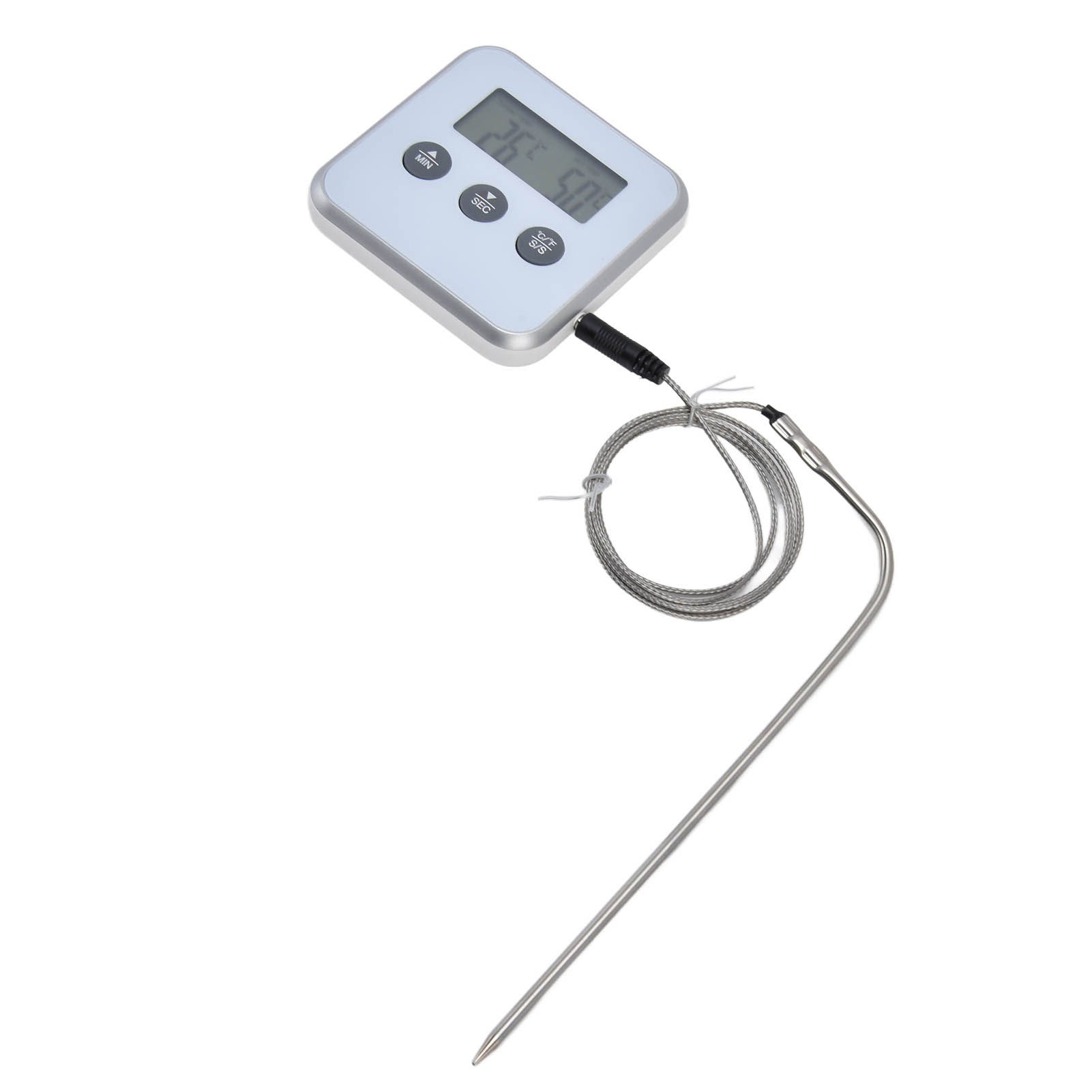 Meat Thermometer Smart 3 Buttons Digital LED Display Multifunctional Oven Thermometer with Probe for Cooking Baking BBQWhite — image 2