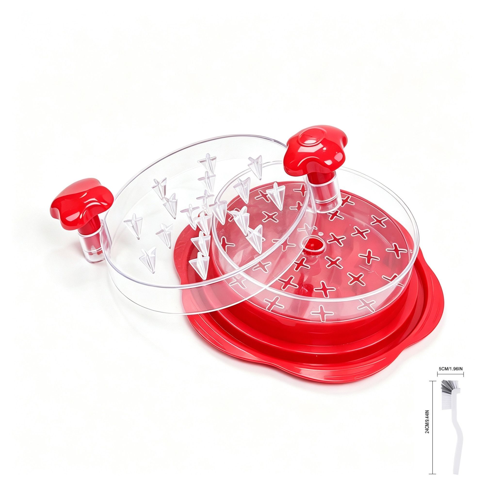 Convenient Home Cooking Shredding Tool,Red Interlayer Chicken Shredder Including Cleaning Brush,Practical Kitchen Supply,Christmas Halloween House Gift for