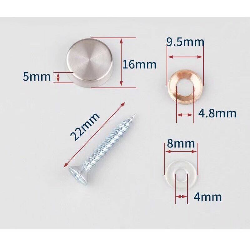 12 Pcs Cover Screws in Steel Stainless Screws a Mirror, 16mm — image 3