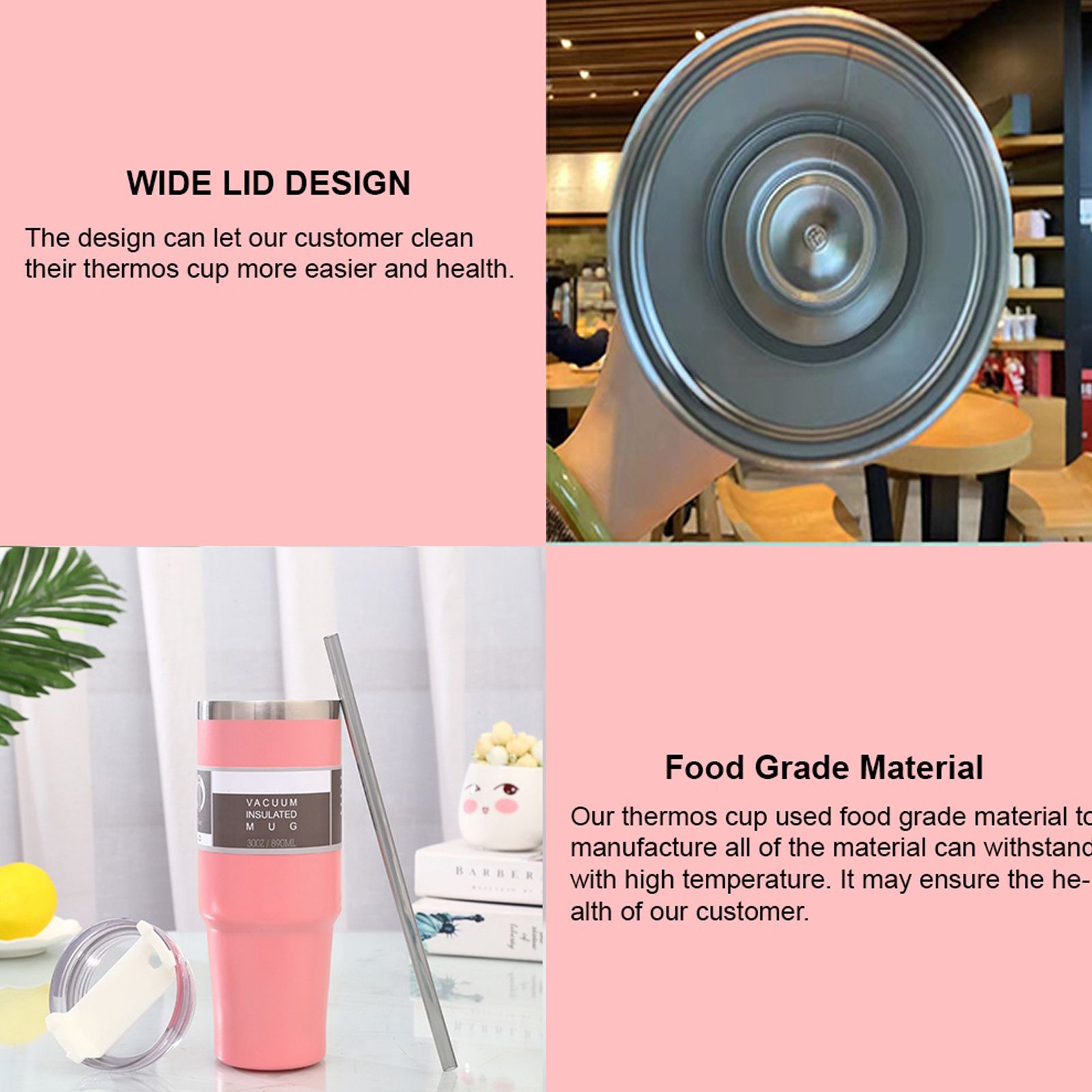 Thermal Cup 304 Stainless Steel Cup With Straw for Home โ image 4