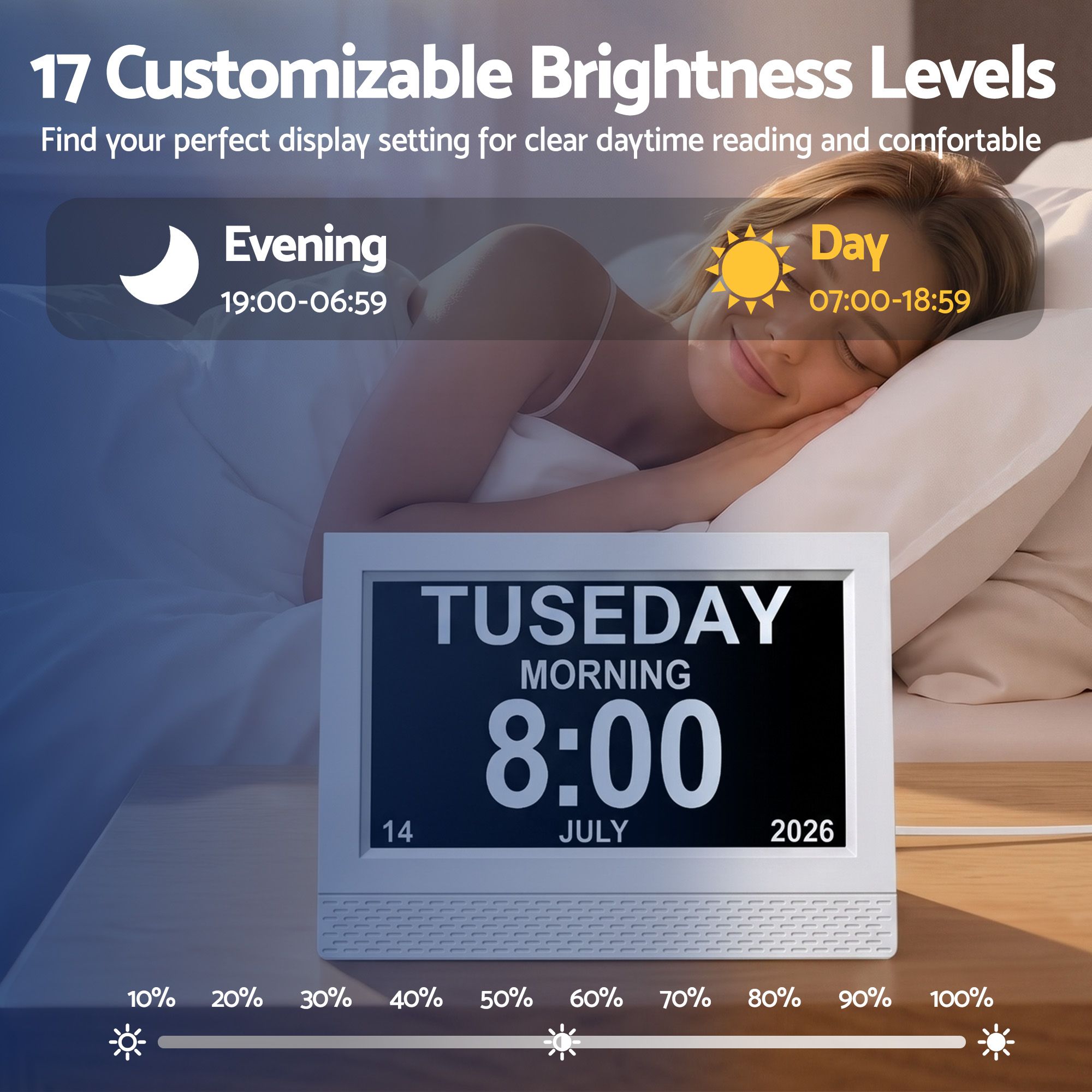 Artiss 7" Smart Digital Clock Calendar HD IPS Touchscreen Weather Photo Frame — image 4