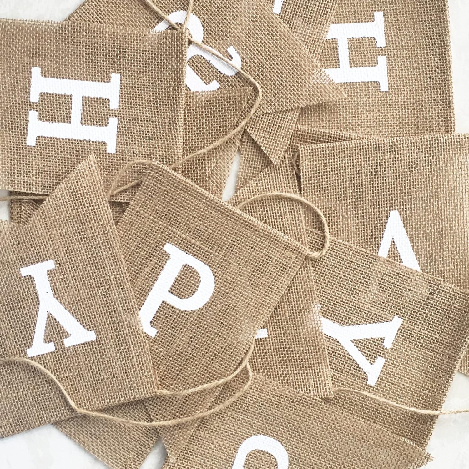 Happy Birthday Banner for Birthday Party Decorations, Rustic Burlap Bunting Swallowtail Flags, 2 in 1 — image 4