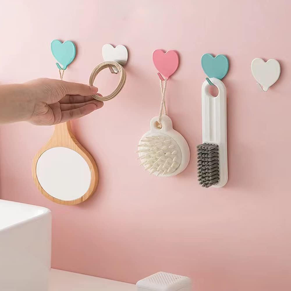 12 pcs Heart Shaped Self-Adhesive Wall Hook Door Hook Coat Hooks, Stainless Steel Strong Sticky Decorative Hooks for Kitchen — image 5