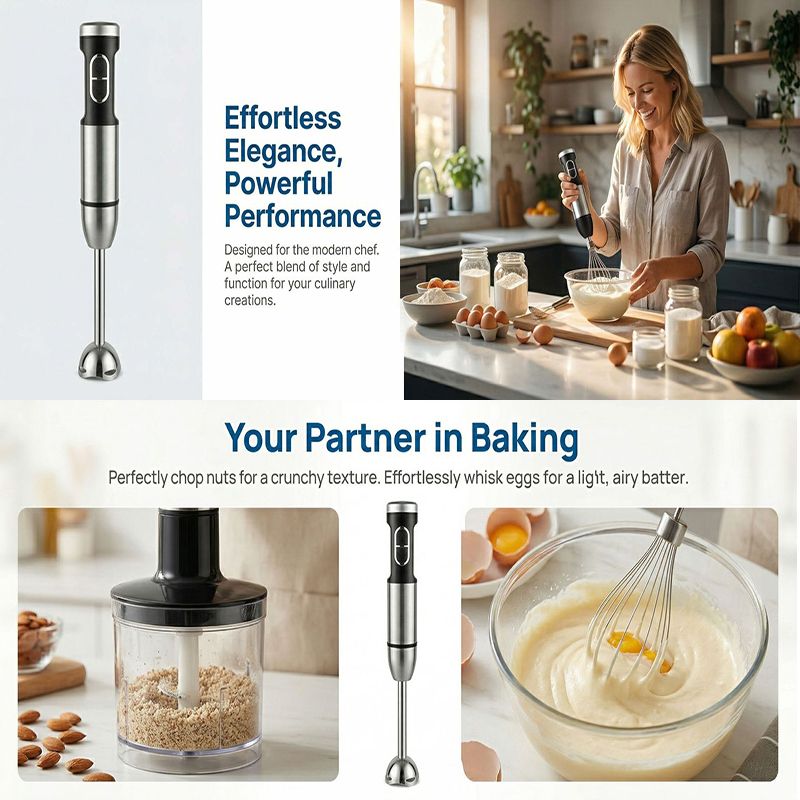 4-in-1 Hand Blender, Blends, Chops, Whisks, and Grinds All in One Machine, 25-Speed Adjustment with TURBO Boost, Splash-Proof and Easy to Disassemble and Clean โ image 6