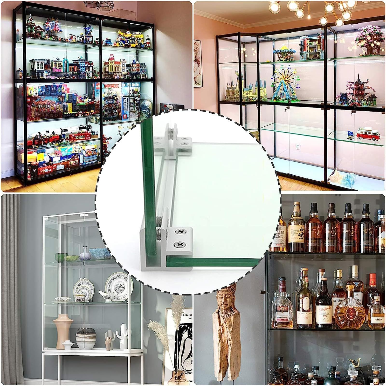Glass Clamp, 4Pcs Adjustable 90 Degrees Glass Clips Aluminum Alloy Glass Shelf Support Bracket, Glass Holder Connector — image 4