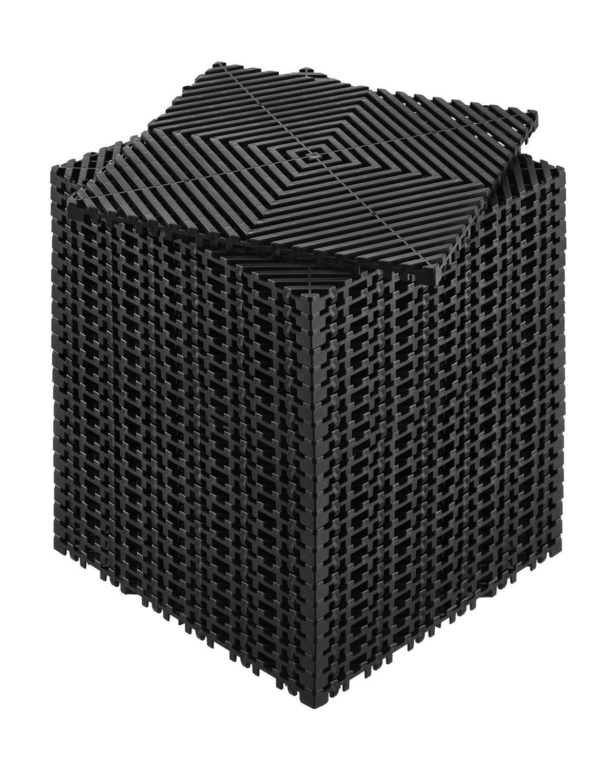 Interlocking Drainage Mat, 31 x 31 cm Modular Interlocking Cushion, 24 Pcs Splicing Drainage Mats, Non-Slip Black PP Drainage Floor Tile and Shower Mat, for
