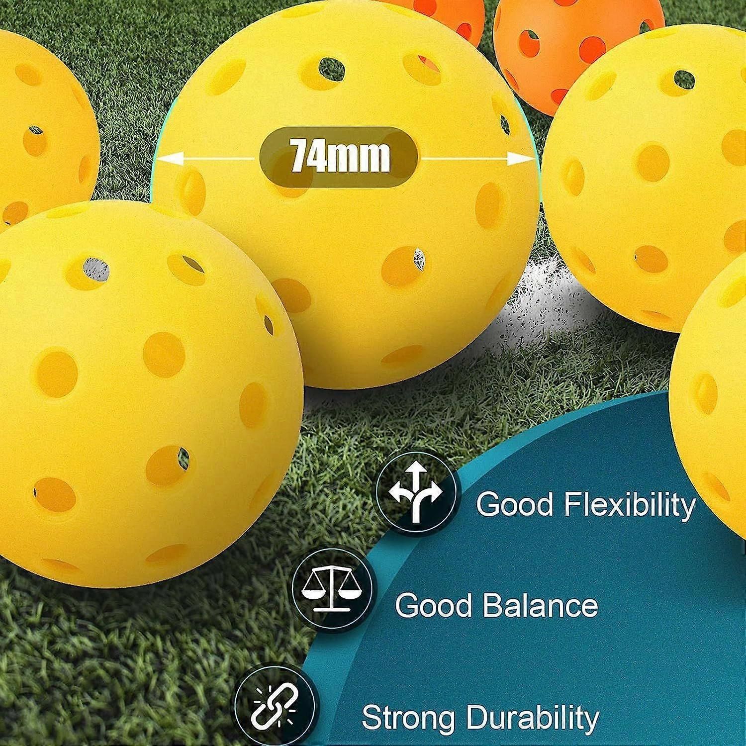 Outdoor Pickleballs 4 Pack 40-Hole PP Pickleball Balls 74mm Durable Practice Training Balls with Storage Box - Yellow โ image 3