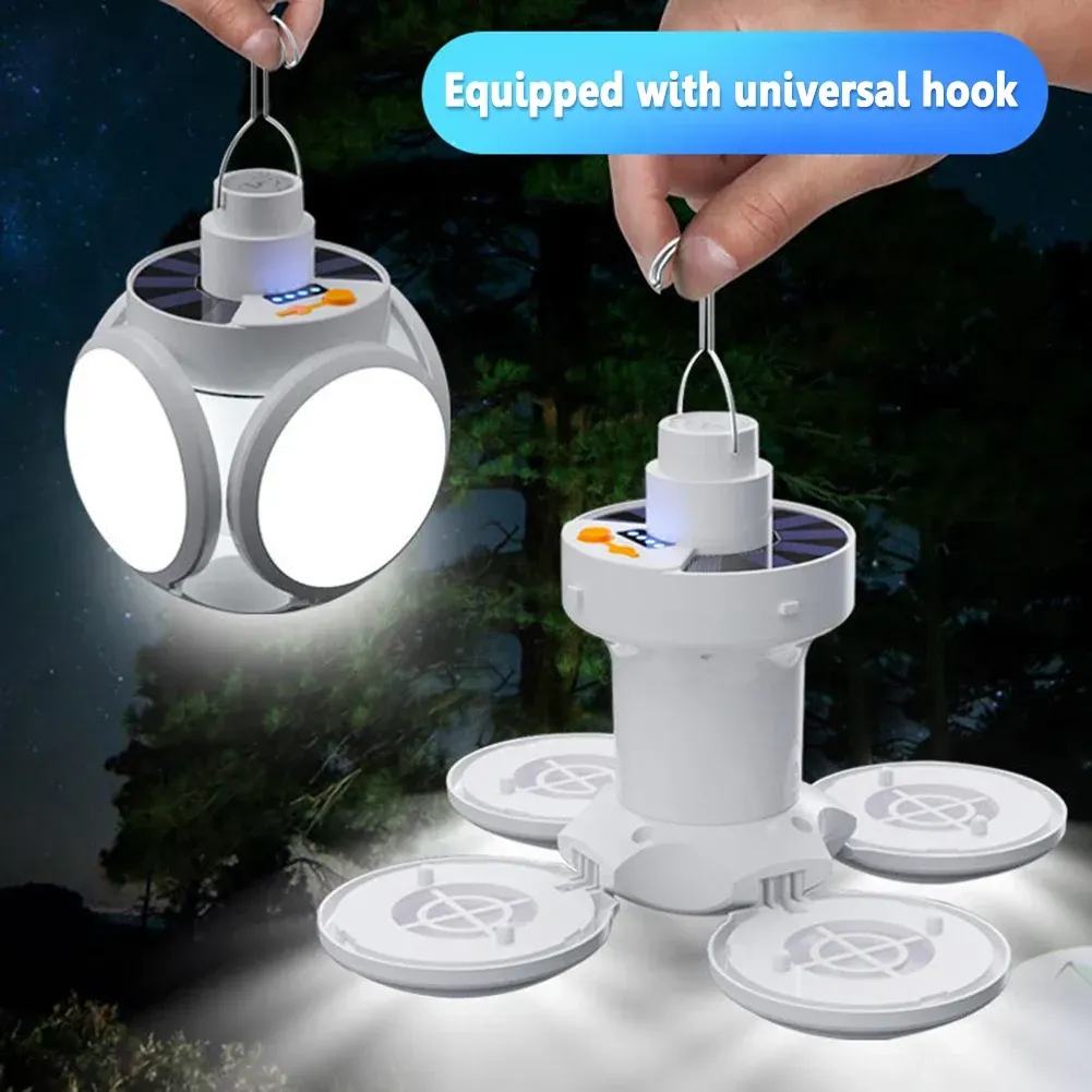 Outdoor Hiking Tent LED Solar Football Bulb Spotlights USB DC Rechargeable Portable Lantern Flashlight โ image 3