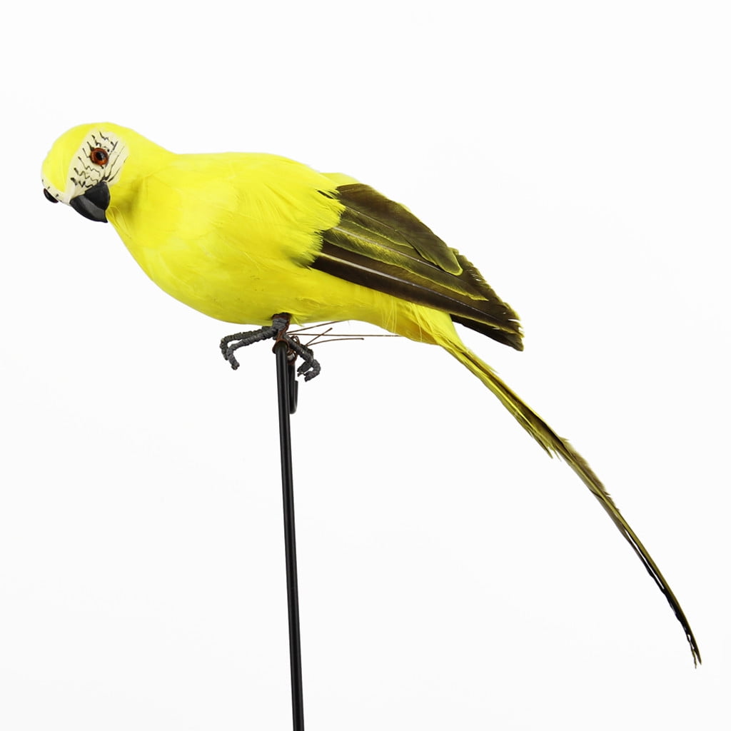 Fake Parrot, 10 x 0.4 Inch Realistic Artificial Birds Model, Fade Birds for Garden Patio Yard Lawns Tropical Tree Wall, Decorative Birds Yellow โ image 4