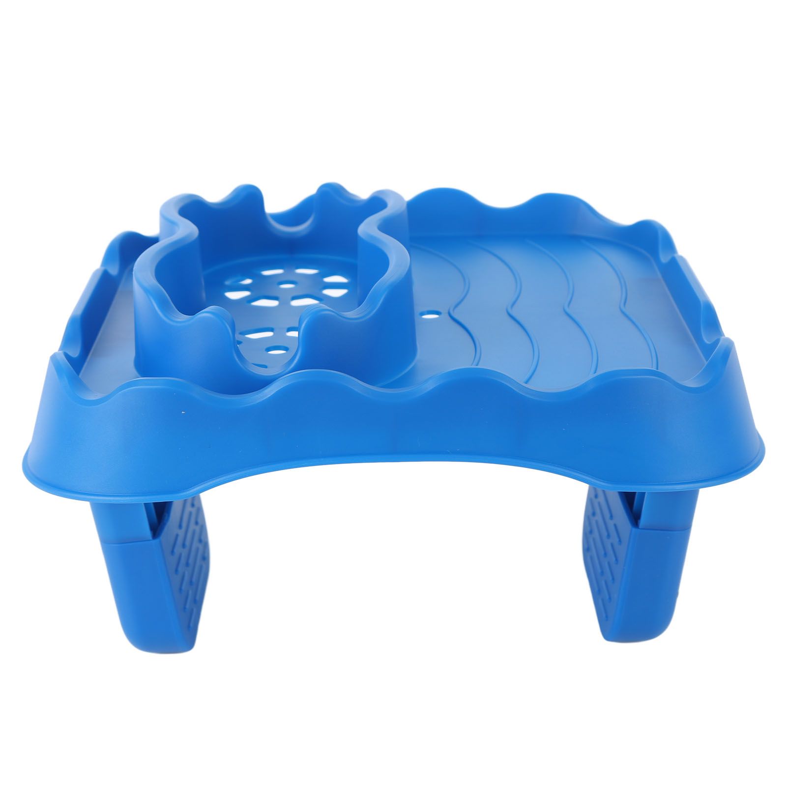 Hot Tub Table Tray with Drain Holes Anti Slip Adjustable Hot Tub Side Table for Swimming Pools SPA Bathtub Blue — image 4