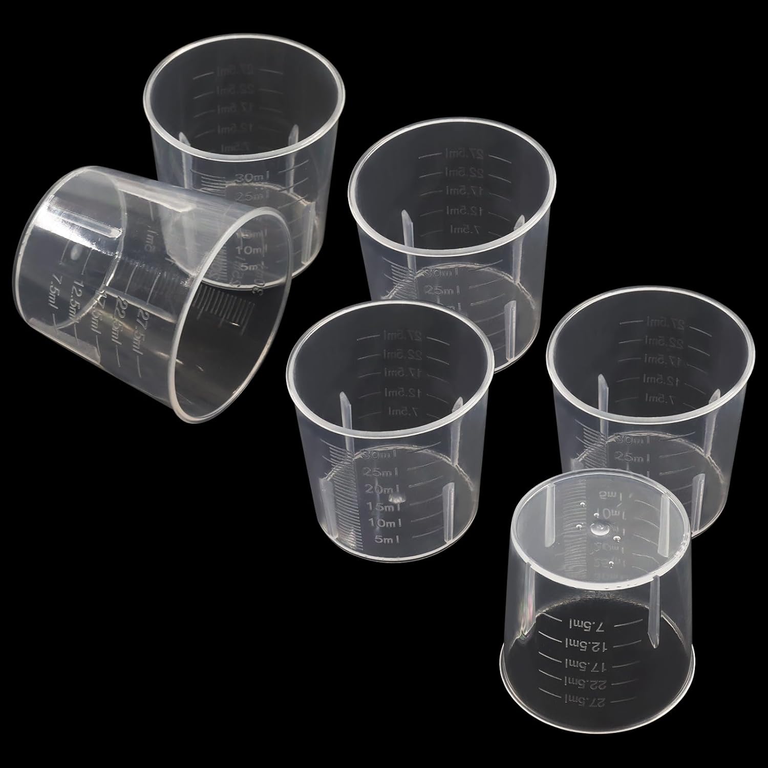 12 Pack 30ml/1.02oz Plastic Measuring Cups, Transparent Kitchen Cups Graduated Medicine Cups, Mini Clear Beakers for Baking Cooking Home Lab — image 2