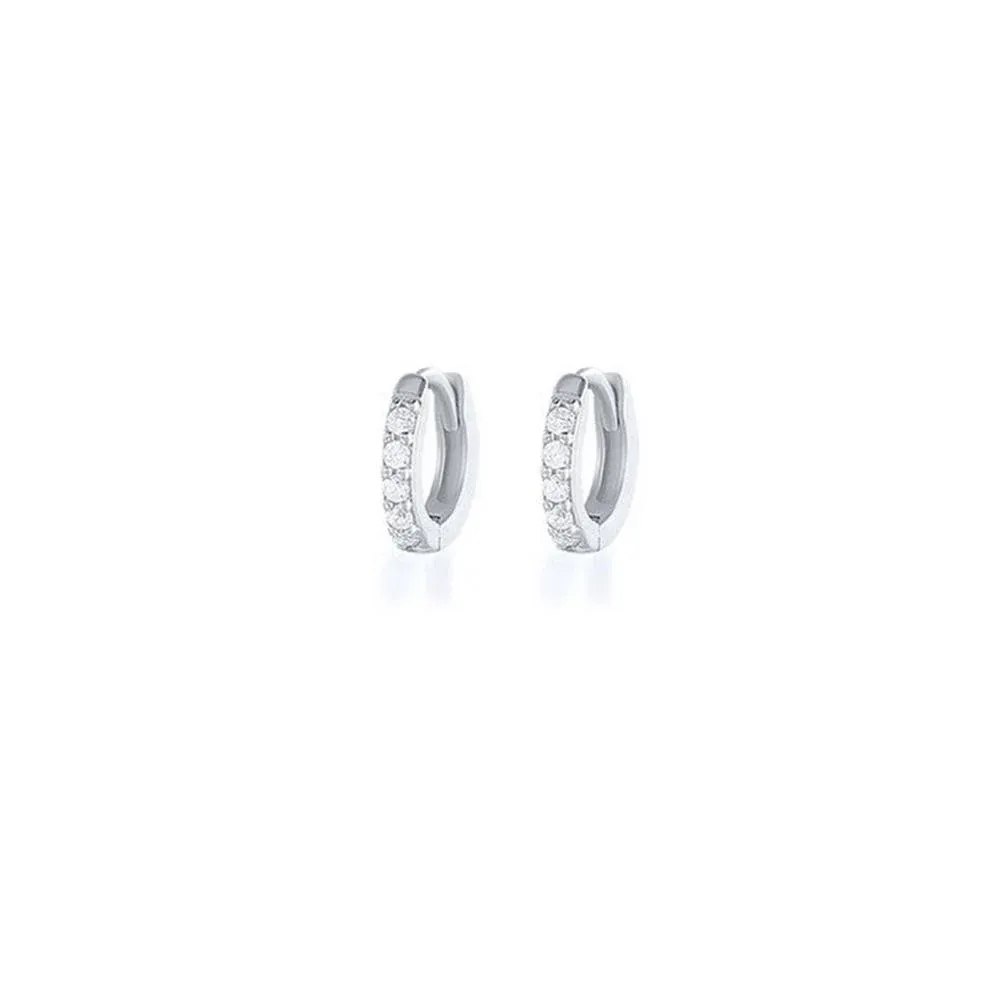 7sizes Hoop Earring Silver Zirconia Ear Huggie Hoop Cartilage Piercing Jewellery - Silver-5mm