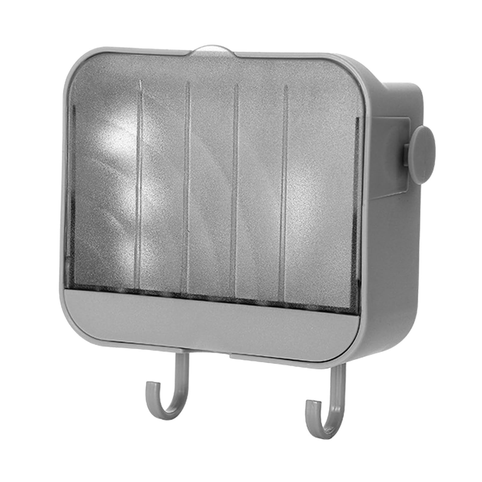 Wall Mounted Box Self Draining Dustproof Tray Holder with Hooks for Bathroom Laundry Room Novel Design(Grey)