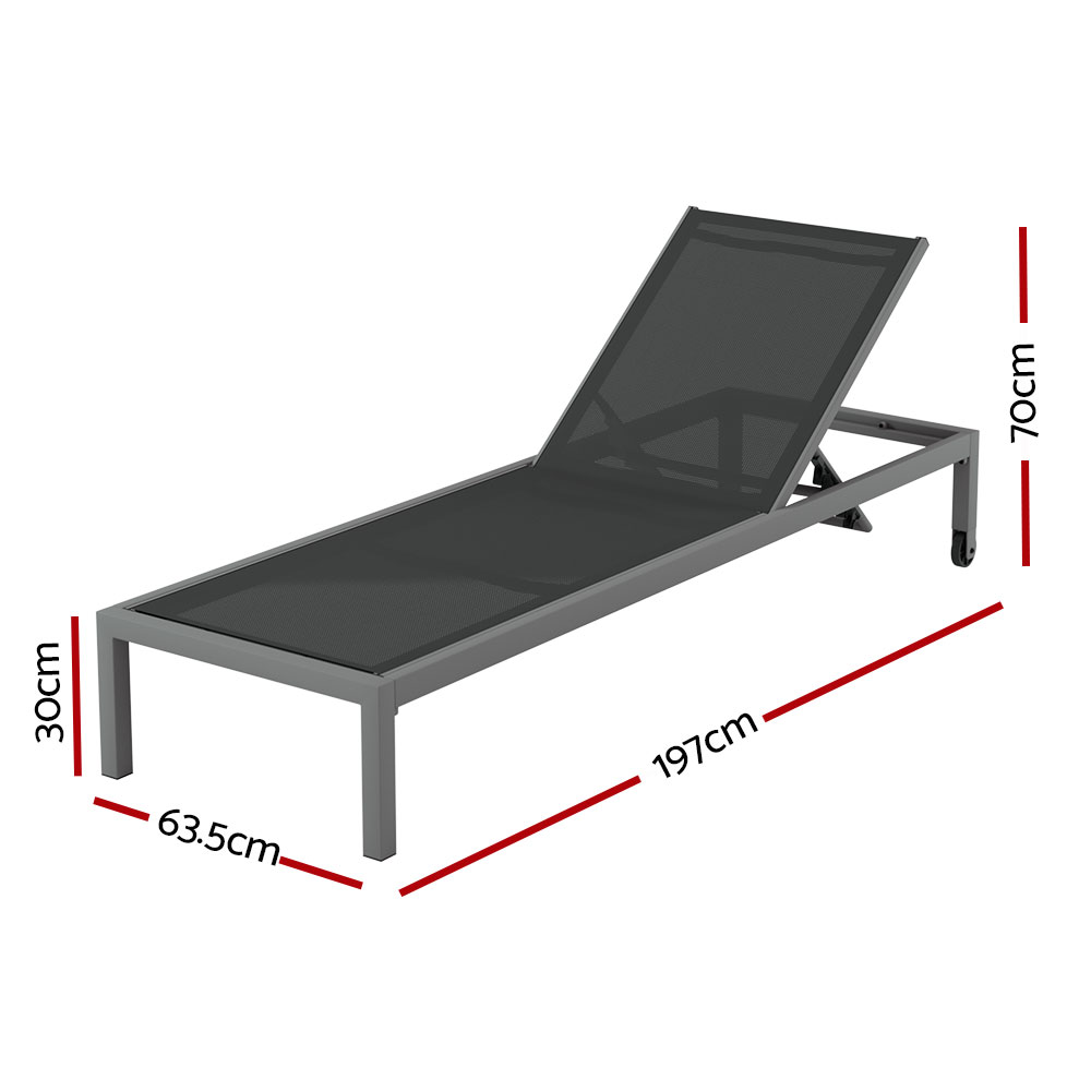 Gardeon Sun Lounge Outdoor Lounger Aluminium Folding Beach Chair Wheels Patio โ image 2