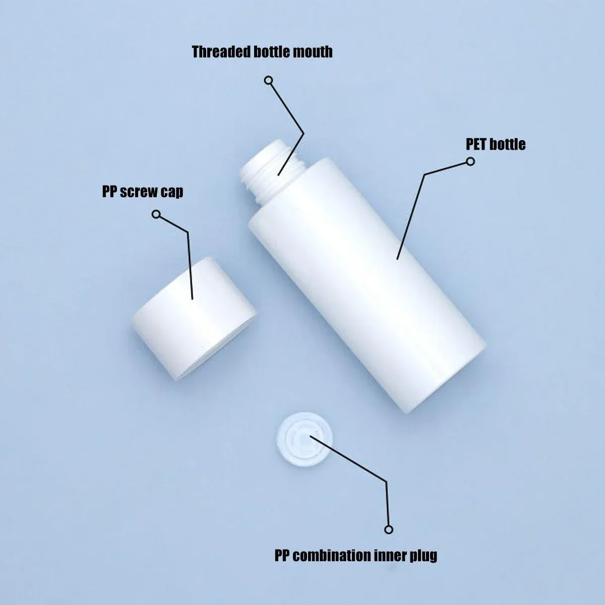 50/100/150ml Plastic Toner Lotion Bottles Refillable Travel Cosmetic Containers - White Lid + Transparent Bottle - 150ml — image 4