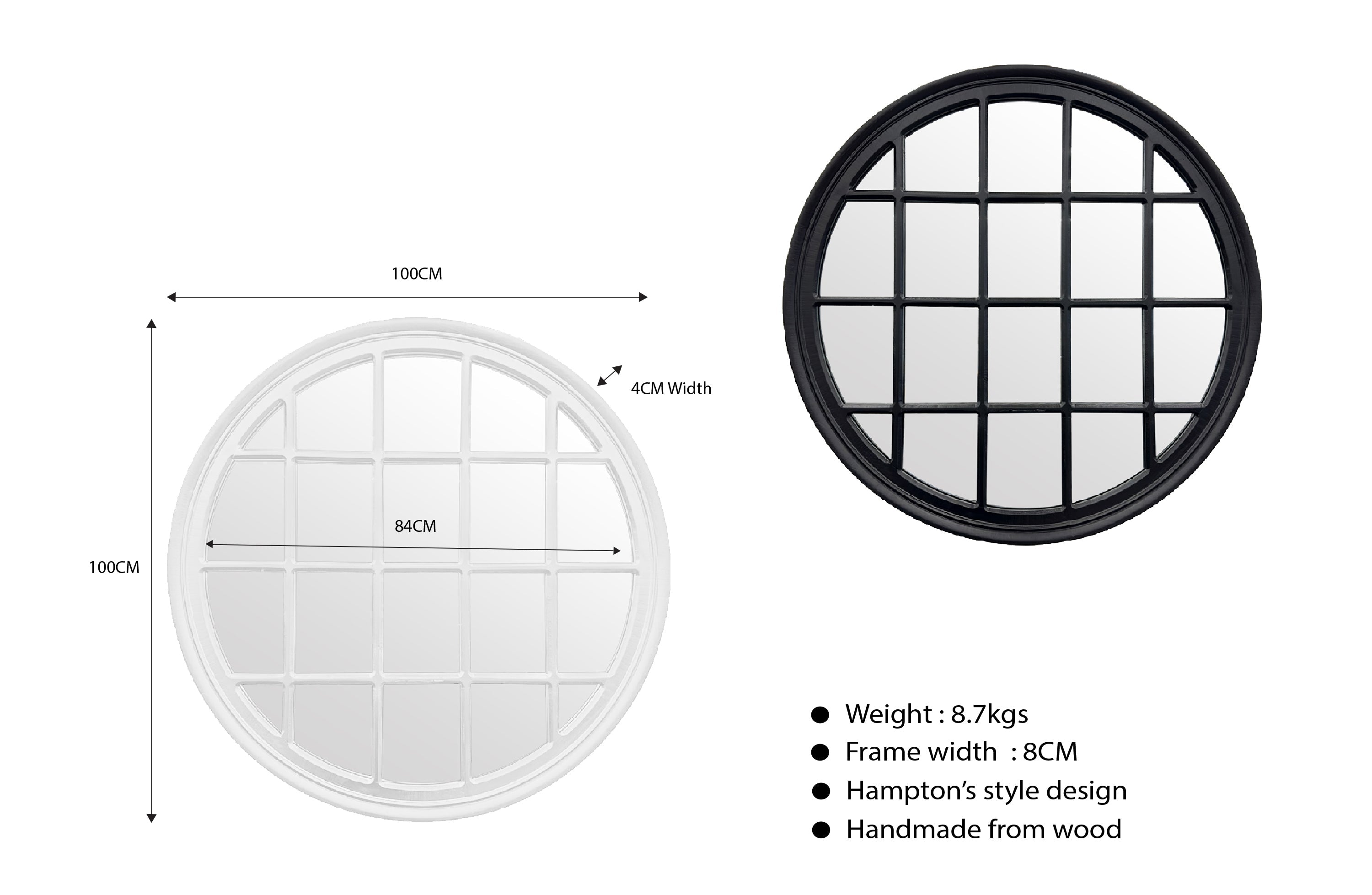 Window Style Mirror - Black Circle 100cm โ image 2