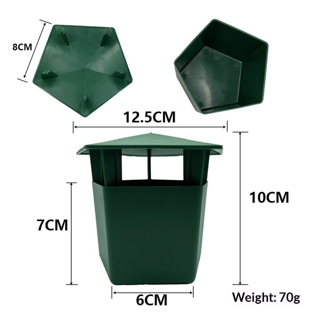 6 Pcs Plastic Box 3.9" x 4.7",Reusable Beer Bait Snail Catchers with Pentagonal Lid, Plastic Slug Houses for Outdoor Garden, Vegetable Beds, Farm(Green) — image 2