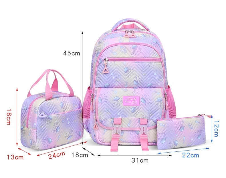 3-Piece Girls Backpack Set with Pencil Case and Lunch Bag, Blue, for Elementary & Teenage Students — image 6