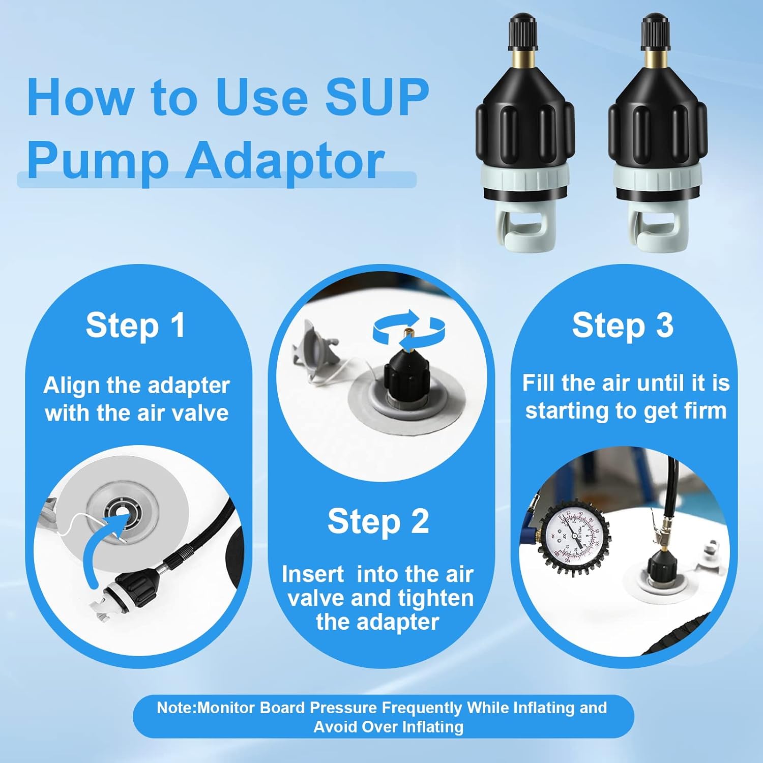 2Pcs Inflatable Boat SUP Pump Adapter, Premium Conventional Air Adapter, Sturdy SUP Air Adapter,Quickly Inflation and Strong Sealing SUP Pump Adapter, for — image 4